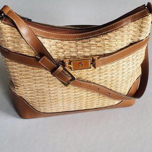 Vintage Etienne Aigner Leather Wicker Handbag